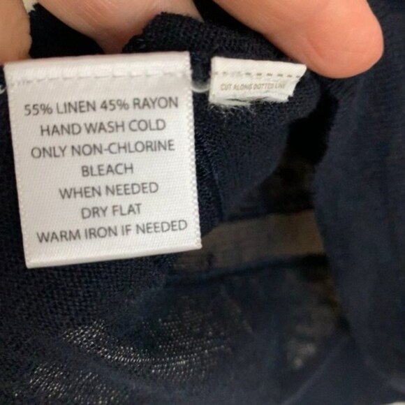 Ann Taylor Loft Navy Blue Lightweight Semi-Sheer Linen Blend Top Women's Medium - Picture 9 of 10